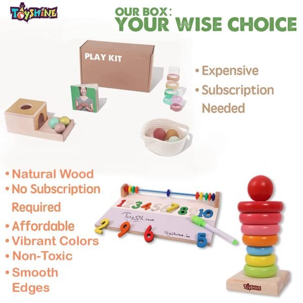 Toyshine Pack of 2 Wooden Monstessori Box | Rainbow Ring Stacker and Writing Board | Gift Present for 2-5 Years Boy Girl Toddler Toy - Image 2