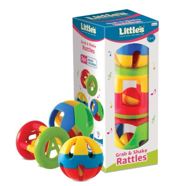 Little\'s Grab & Shake Rattles | Educational & Developmental Toys for Kids | Rattles for Baby | Baby Toys | 3 Piece Multi-Color Toddler Activity Toys | Infant & Preschool Kids Toys - Image 2