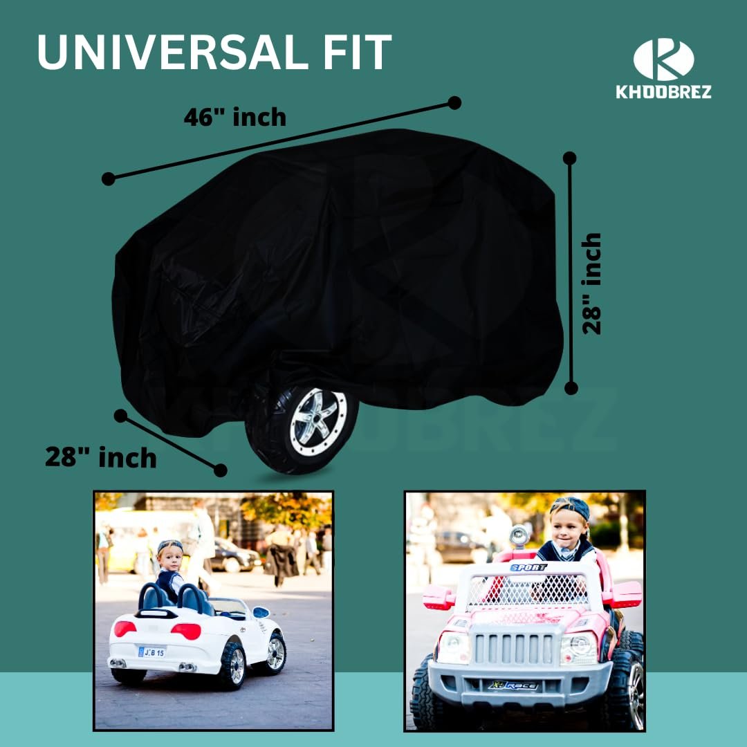 Polyester Waterproof, Indoor and Outdoor Kids Car Cover for Electric Battery Powered Children Wheels Toy Vehicles - Universal Fit KCC(Black) - Image 2