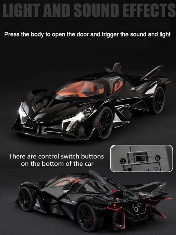 Compatible for 1:32 Apollo Evo Toy Car Model, Diecast Collectible Pull Back Model Car with Sound and Light, Toy Gift Vehicles for Adults Kids Boys Girls?Black? - Image 4