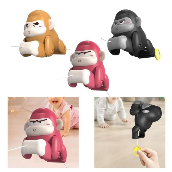 Toy Pull Along Toy Creative Monkey Shape Toy Monkey Pull Toy for 0-6 Years Old Brown - Image 6