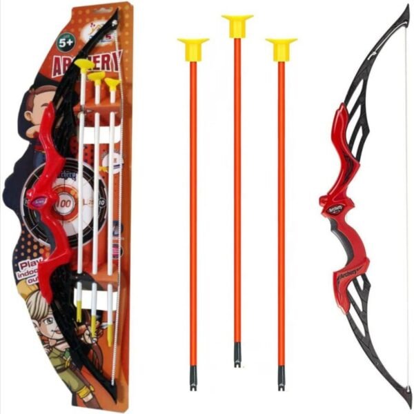 Archery Ban Toy Set Bow & Arrow Toy | Indoor, Outdoor Hunting Game with 3 Suction Cup Arrow, Bow & Quiver Suitable for 5-10 Year Kid (Color-Red & Yellow)