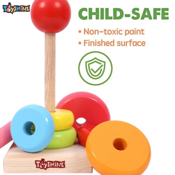Toyshine Pack of 2 Wooden Monstessori Box | Rainbow Ring Stacker and Writing Board | Gift Present for 2-5 Years Boy Girl Toddler Toy - Image 4