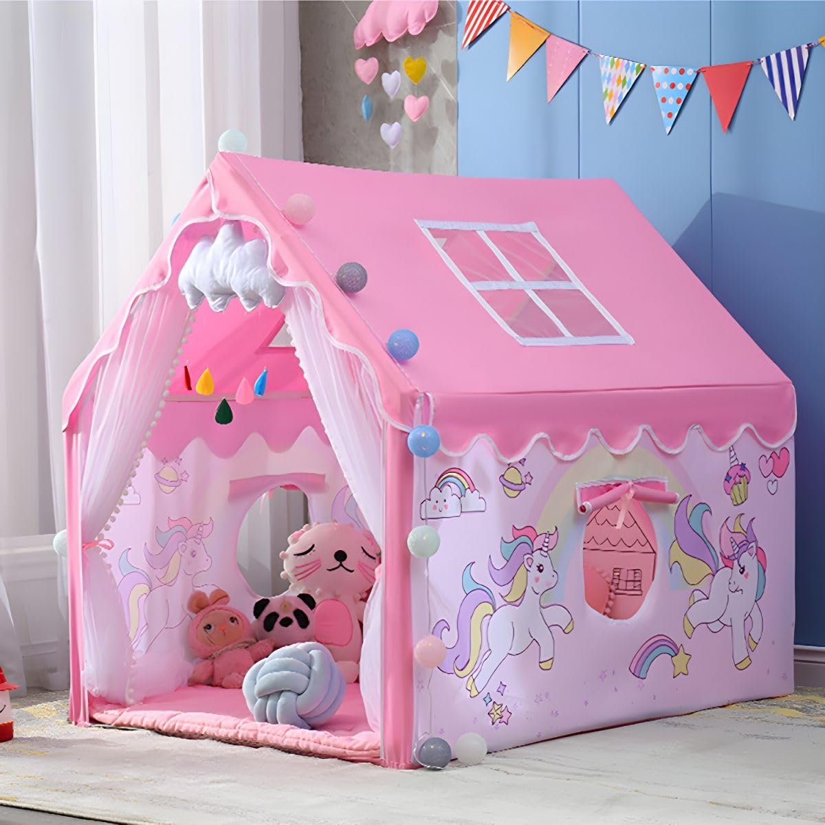 Colorfull and Extremely Light Weight Indoor and Outdoor Kids Play Tent House for 3-8 Years Old Kids Girls and Boys (2-Horse-052)