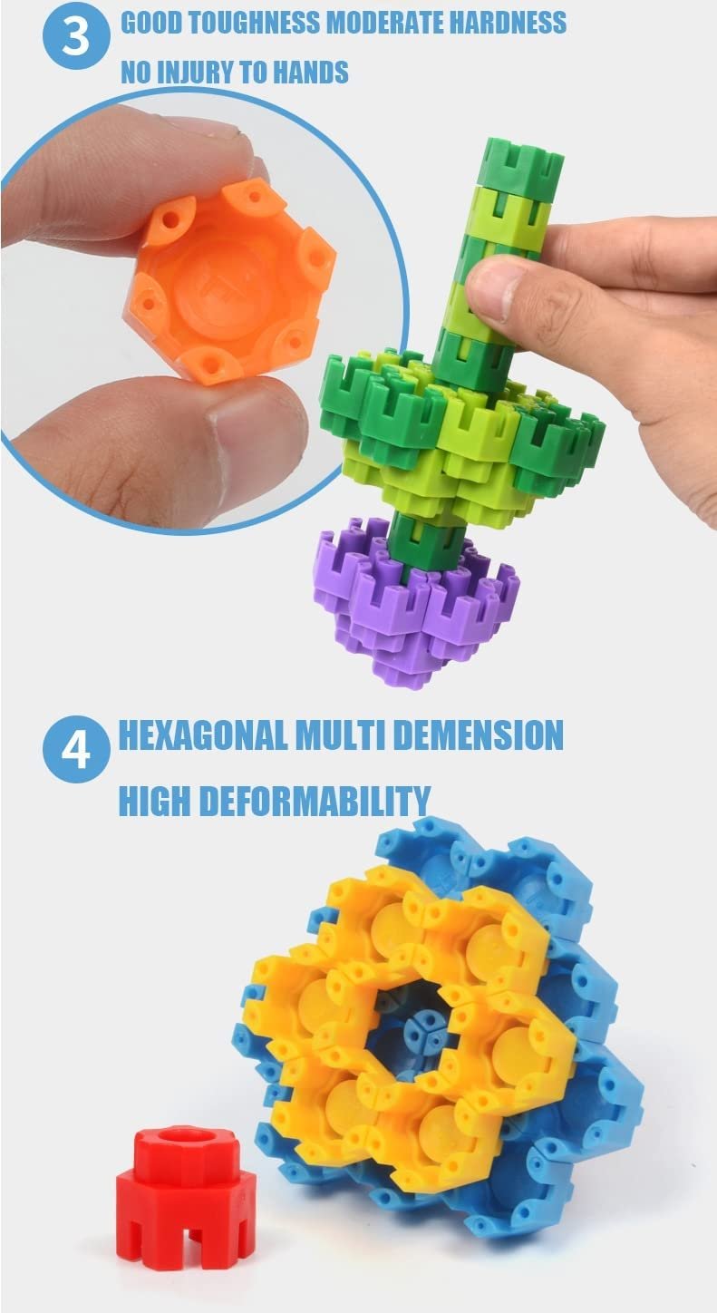 Non-Toxic New Hexagon Shape Building Block Set for 3-8 Years Old Kids Boys,90+ Piece (Building Block Toys) - Image 3