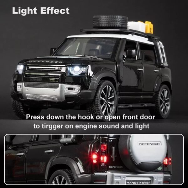 1:24 Defender Outdoor Edition Die-Cast Metal Pull Back Car with 6 Openable Doors with Sound and Light Toy Decoration car Best Gift Toys for Kids ?Multicolour? - Image 6