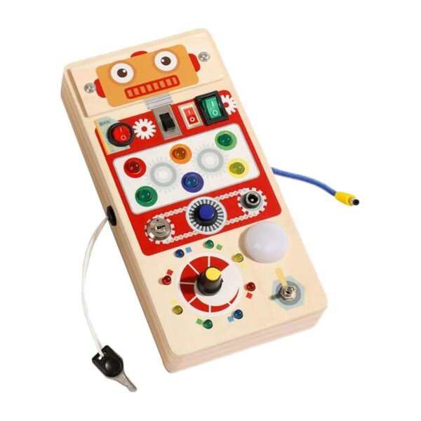 Toy Montessori Wooden Busy Board Sensory Toy for Boys Girls Toddlers 1+ Year Old Orange - Image 6