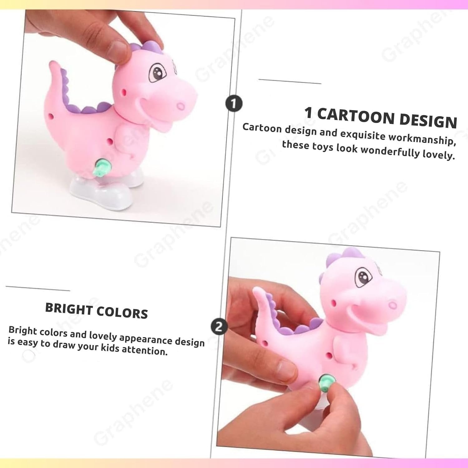 GRAPHENE Wind-Up Key Operated Jumping Animal & Bird Toys for Kids – Duck, Monkey, Dinosaur, Sparrow Moving Crawling Toys for Toddlers & Infants (1-5 Years) – Multicolor Set of 3 - Image 6