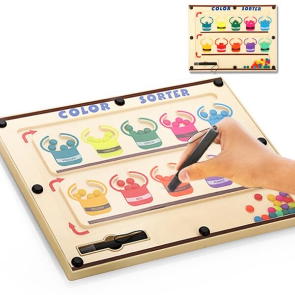 Magnetic Colour Sorting Montessori Toys for 2+ Year Old Boys Girls Hand-Eye Coordination Wooden Puzzle Brain Game Learning Educational Toddler Activity Busy Board Kids Toys for 2-5 Years Birthday Gift