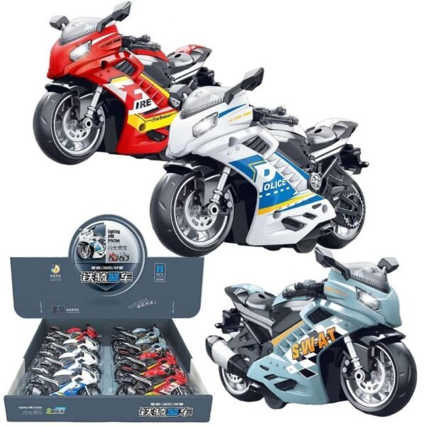 WORSHIPER Motorcycle Toy - Pull Back Motorcycle Toys, Tiny Gift with Music Lighting, Latte Motorcycles Toy for Kids Boys Age 3-8 Year Old Best Birthday Gift (Pack of 1), Multicolor - Image 3