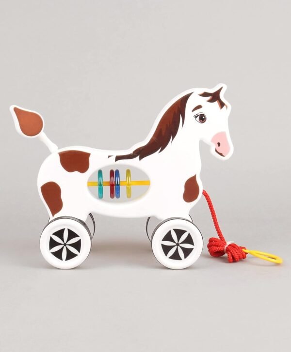Storio Baby Products Pull Along Toddler Toy, Pull Along Toy with Attractive Design, Developmental Toy for 1 Year Old Girl Boy - Horse - Image 3