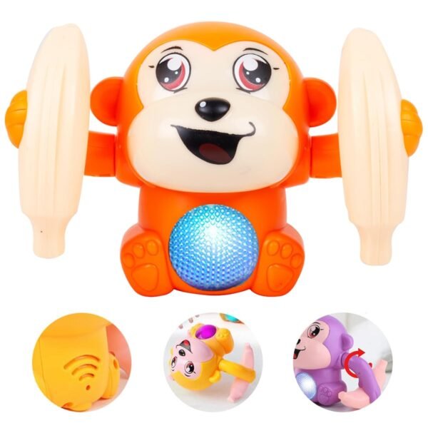 Gooyo GY-2020 Battery Operated Voice Control Monkey Toy with Musical, Dancing,Spinning,Rolling and Sensor Feature for Gifts/Kids/Babies/Boys/Girls|Orange Color,Power Source:3xAAA Battery(Not Included)