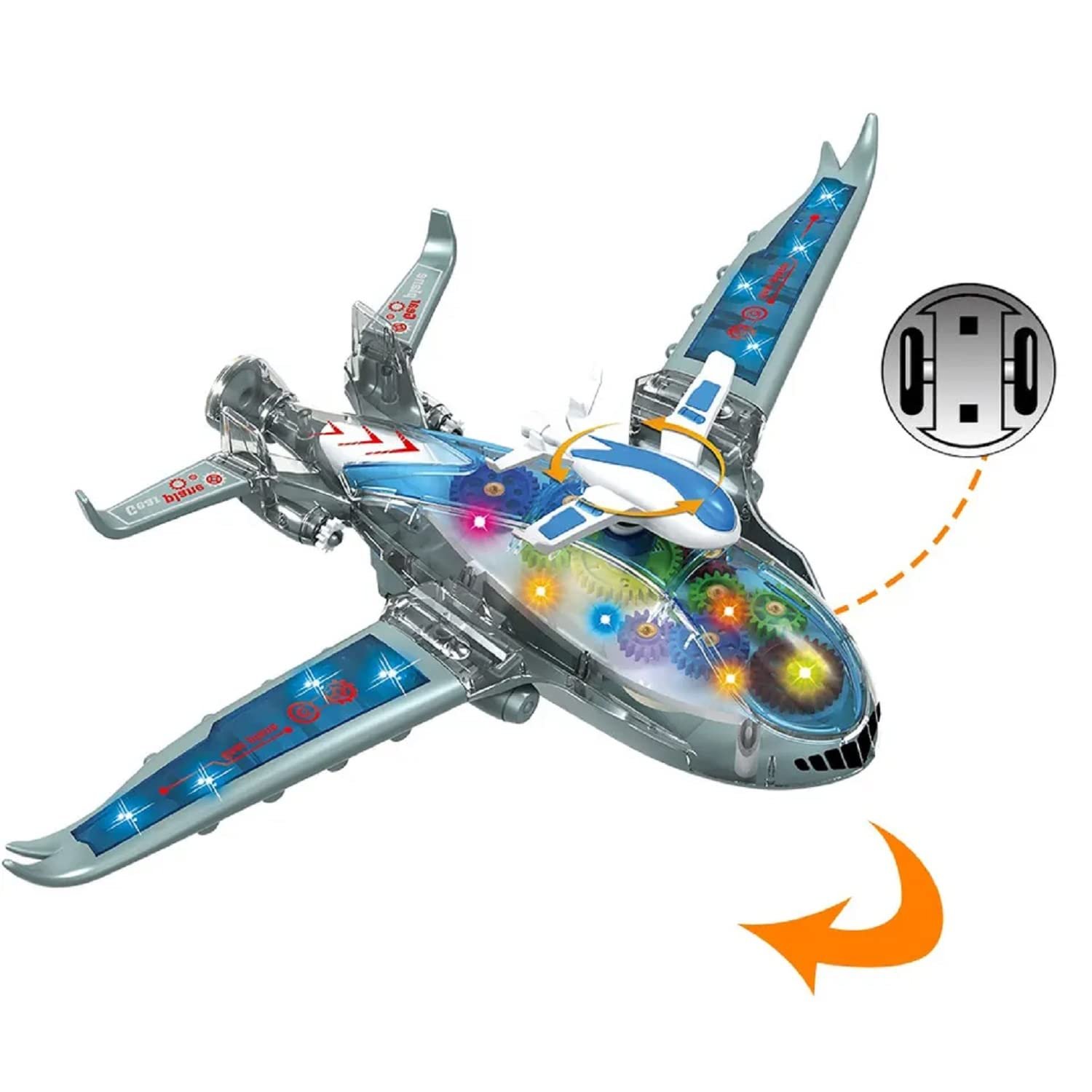 KTRS Enterprise Transparent Plane Bump and Go Plane Aeroplane Plane with 3D Lightning, Moving Gears and Music,Birthday Toy Gift for 1-6 Year Old Boy, Toy for Kids - Image 5
