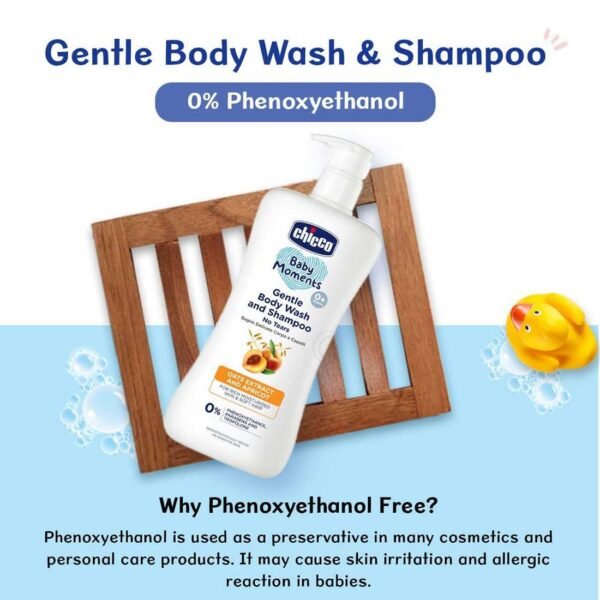 Chicco Baby Moments Gentle Bodywash & Shampoo with Oats Extracts & Apricot, 500ml |Head-to-Toe | No Tears Formula | Moisturized Skin & Hair | Dermatologically Tested | Parabens & Phenoxyethanol Free - Image 5