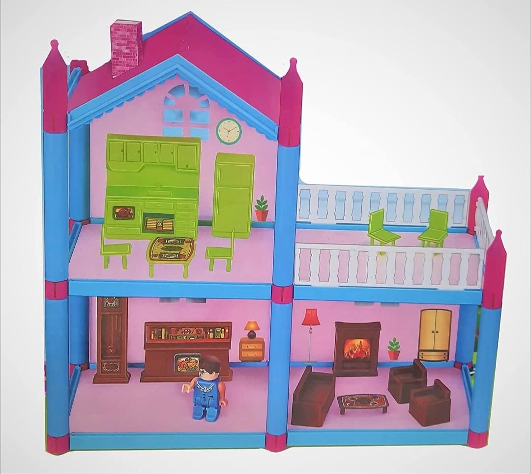 Dream Palace Doll House With Accessories | Girls Play Set With Furniture | Role Play Set for Ages 3-8 Years (78 Pieces)