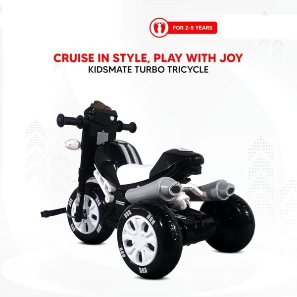 Toyshine Java Sports Bike Pedal Tricycle with Musical Horn & Light Non Battery Operated Ride On for 2-6 Years Carrying Capacity Upto 30 Kgs (Black) - Image 4