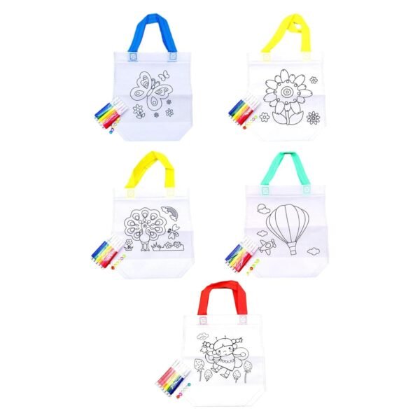 Lyla 5 Pieces DIY Graffiti Bag with Coloring Pens for Ages 3-8 Years Old Boy Girl