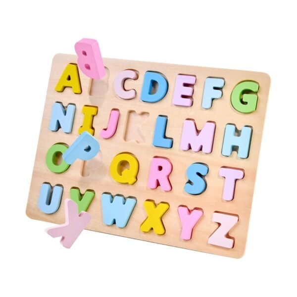 Toy Wood Alphabet Puzzle Set Puzzle Board for Boys Girls Children Ages 0-3 Years - Image 5