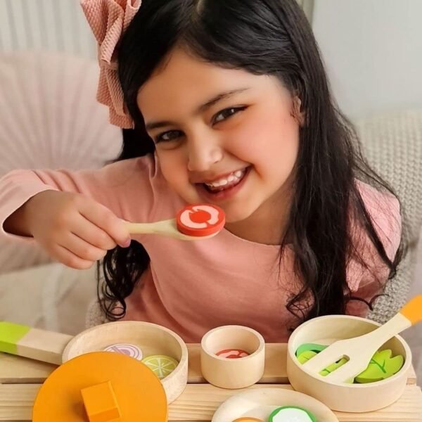 Shumee\'s Wooden Mini Kitchen Set for Kids | 16-Piece Colorful and Baby-Friendly Pretend Play Toy | Ideal Miniature Kitchen Set Gift for Girls & Boys | Perfect for Ages 3+ | Mini Cooking Set - Image 2