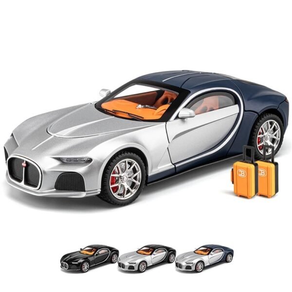 1:24 Bugatti Toy Car, Atlantic Alloy Die Cast Cars Model Car for Kids Birthday Christmas Party Gift, Pull Back Toy Cars with Sound and Light/Colors As Per Stock - Image 2