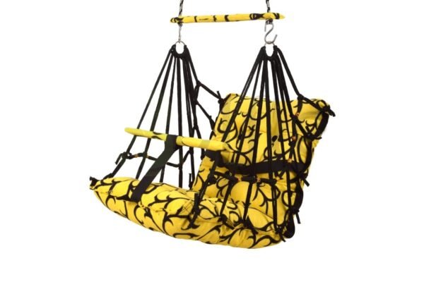 Baby Swing for Kids Cotton Swing Chair for Kids julla Baby\'s Children Folding and Washable 1-5 Years with Safety Belt/Home, Garden Jhula for Babies Cradle | (C. Yellow) - Image 3