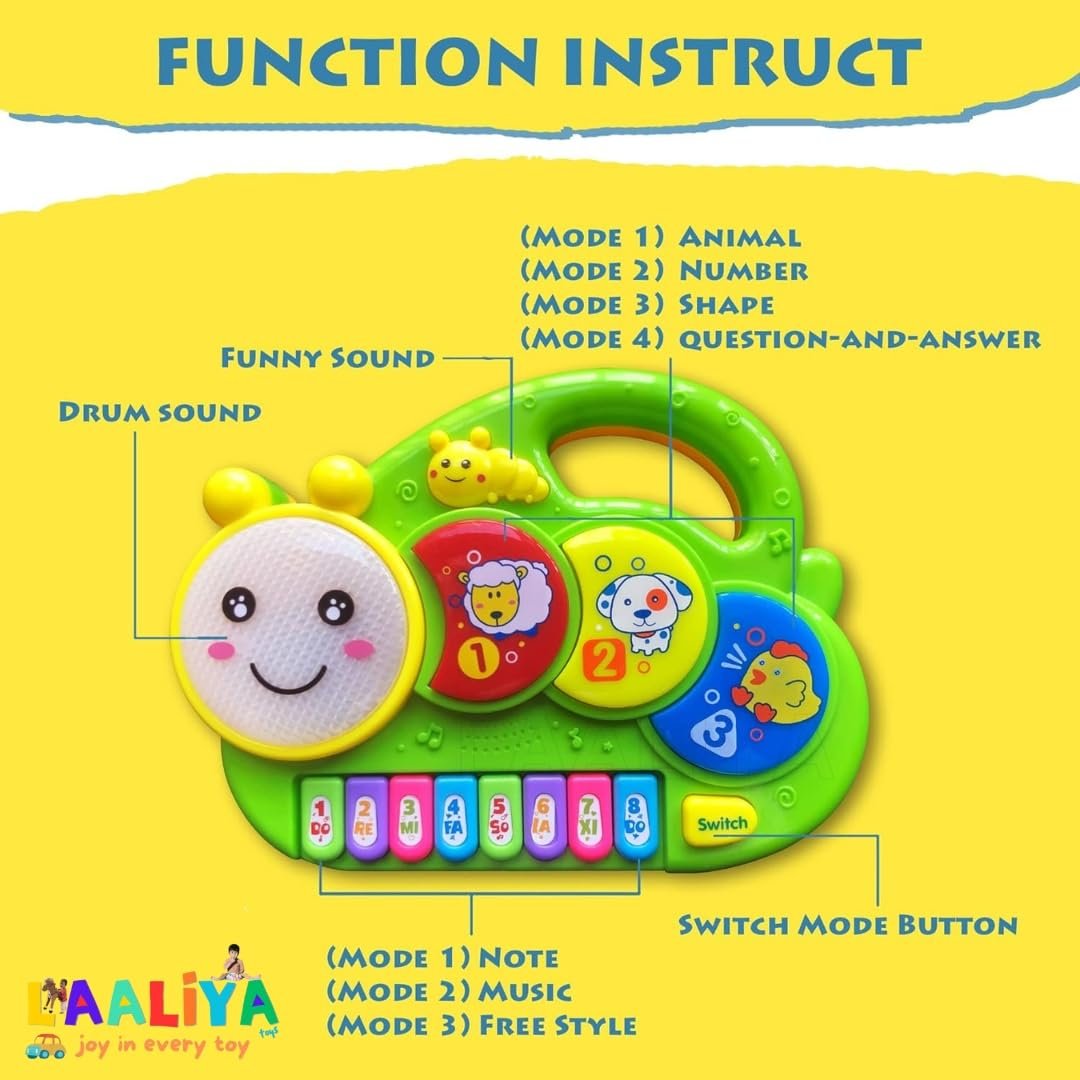 Piano for Kids 5 Years Sound Drum Piano for Kids of Age 2-5+ Piano Keyboard Kids Rhymes Musical Toys Piyano Drum Keyboard Musical Pino Kids Piano for 2-5 Years Paino Mini Piano Baby Drums - Image 3
