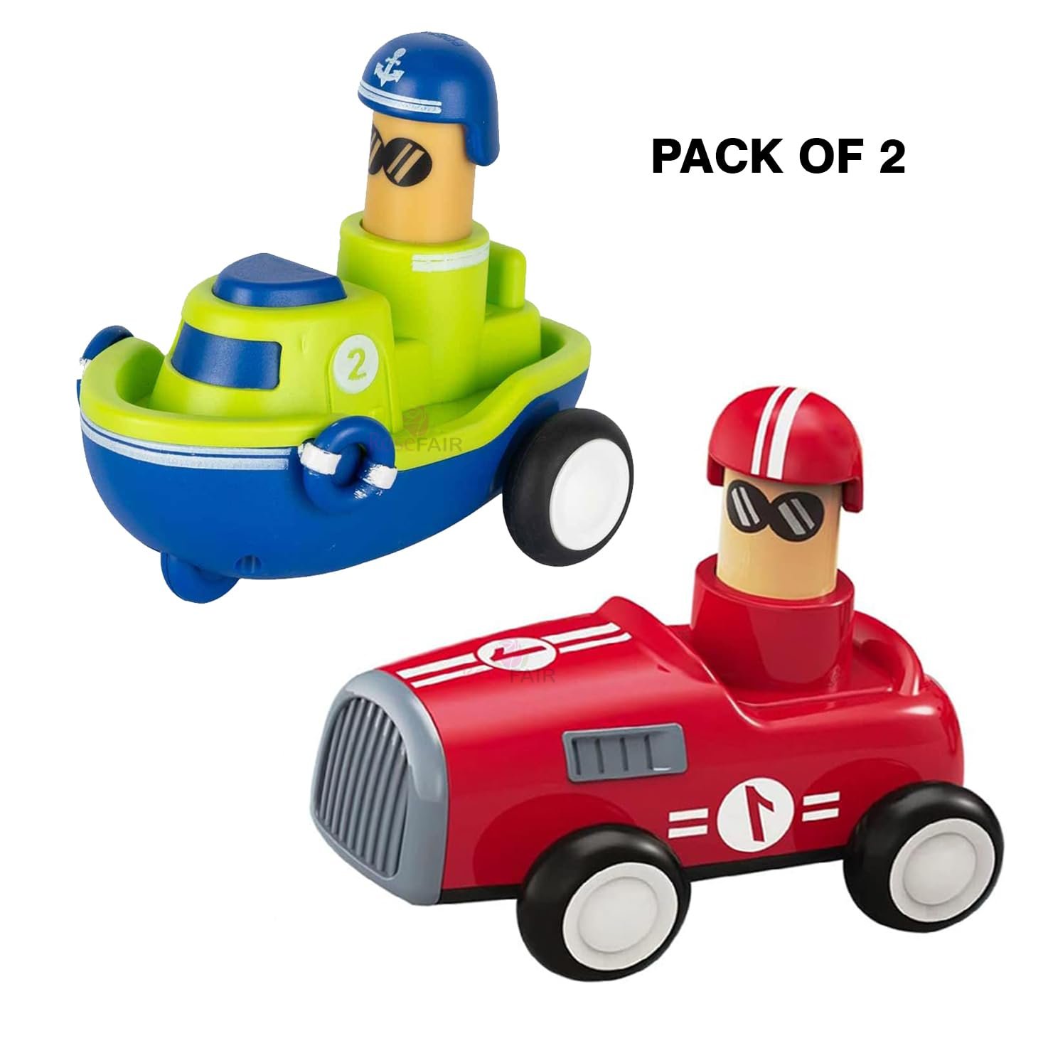 Friction Powered Vehicles Cars Toy Push and Go Back for Toddlers Baby Boys Girls 1-6 Years Old Gift Car, Boat- Pack of 2 (CB-02) - Image 5
