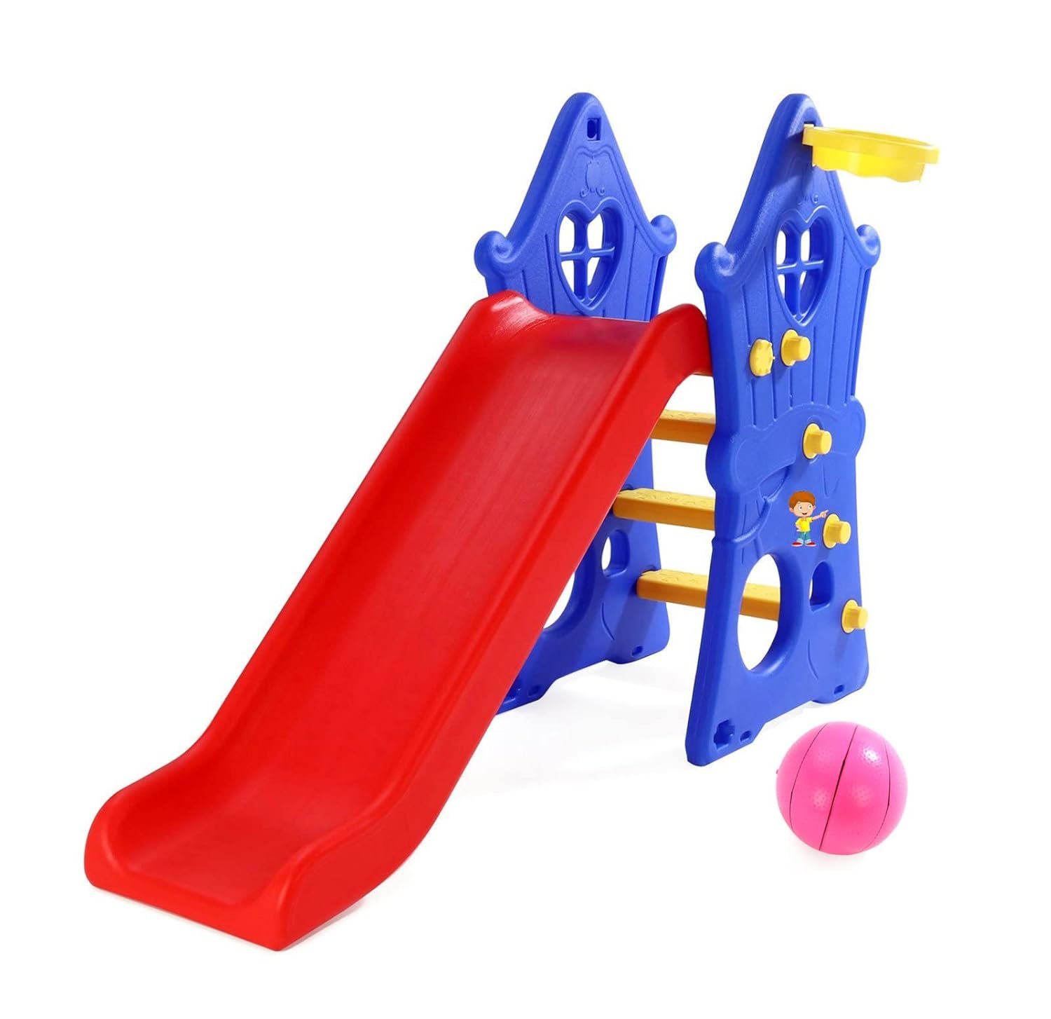 FLIPZON Foldable Hut Shape Sliders for Kid with Basket Ball Ring - Plastic Garden Slide for Kids/Baby Indoor Outdoor Games | Garden Slide for Kids 1-5 Years Boys & Girls - Image 6