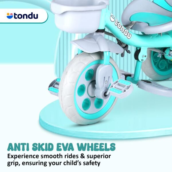 TONDU Kiddo Tricycle for Kids/Baby with Storage Basket | Seat Belt with Parental Control Baby Tricycle (Sea Green) - Image 2