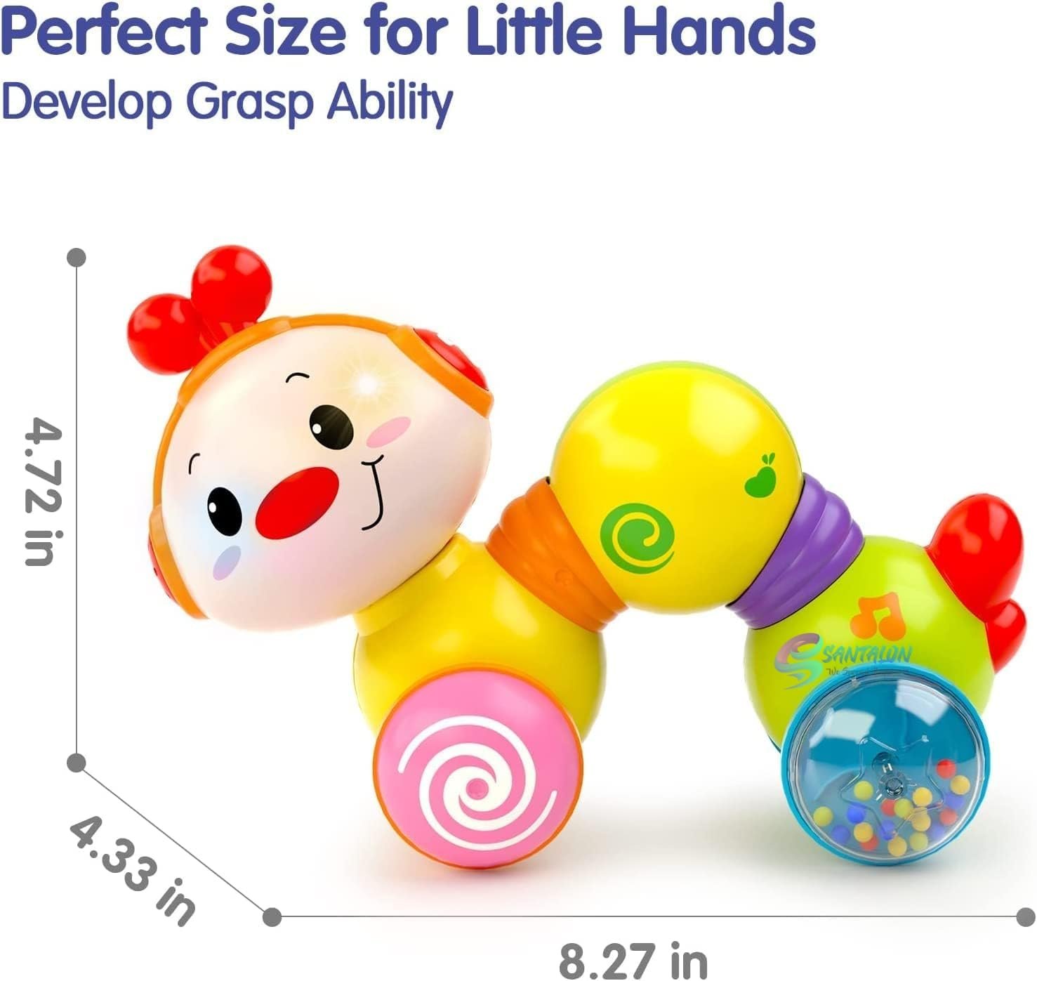 Caterpillar Press & Go Toy Musical,Crawling caterpillers Toys for 1 Year Old Girls Gifts with Music & Light, Press & Go Baby Toys 12+ Months 1st Birthday Gifts for Girls Boys,Multicolor - Image 3