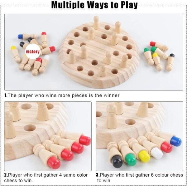 SUPER TOY Wooden Memory Chess Color Matching Game Multi Player Family Board Games for Kids and Adults, Learning Educational Toy for Toddler 3 4 5 6 7 8+ Year Old, Birthday Gift for Boy Girl - Image 5