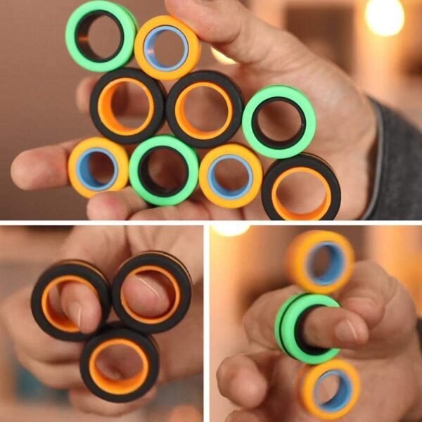 3 Pcs Magnetic Ring Toy, Magical Finger Spinning Toy Spinner Magnetic Toys for Kids Boys & Girls, Anti Stress Finger Magnetic Rings for 4 Years Old - Image 2