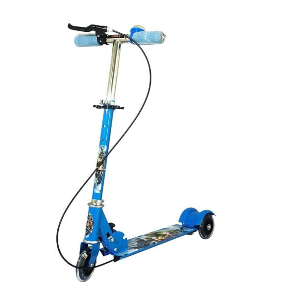 Kick Scooter for Kids 3 Wheeler Foldable Kick Skating Cycle with Brake and Bell, LED on Wheels and Height Adjustable for Boys and Girls for 3-7 Years (Blue) - Image 5