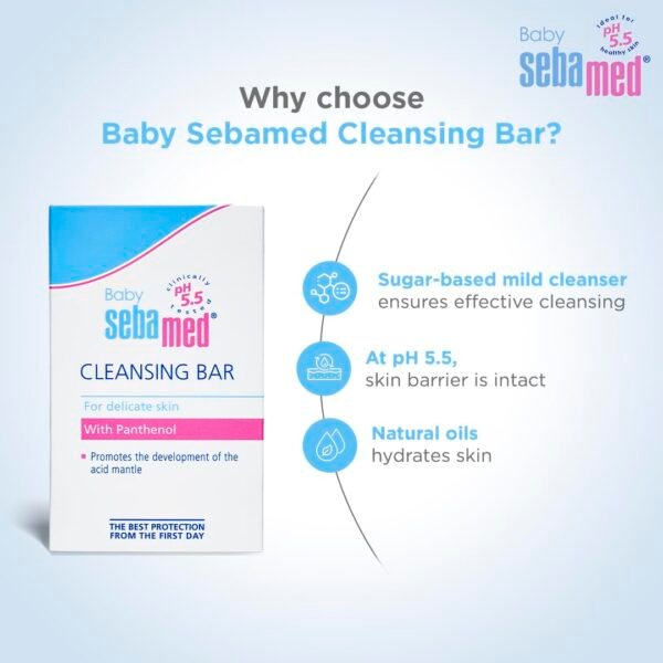 Sebamed Baby Cleansing Bar 150 gm|pH 5.5 |Newborn bathing|Soap Free|Tear Free| - Image 3