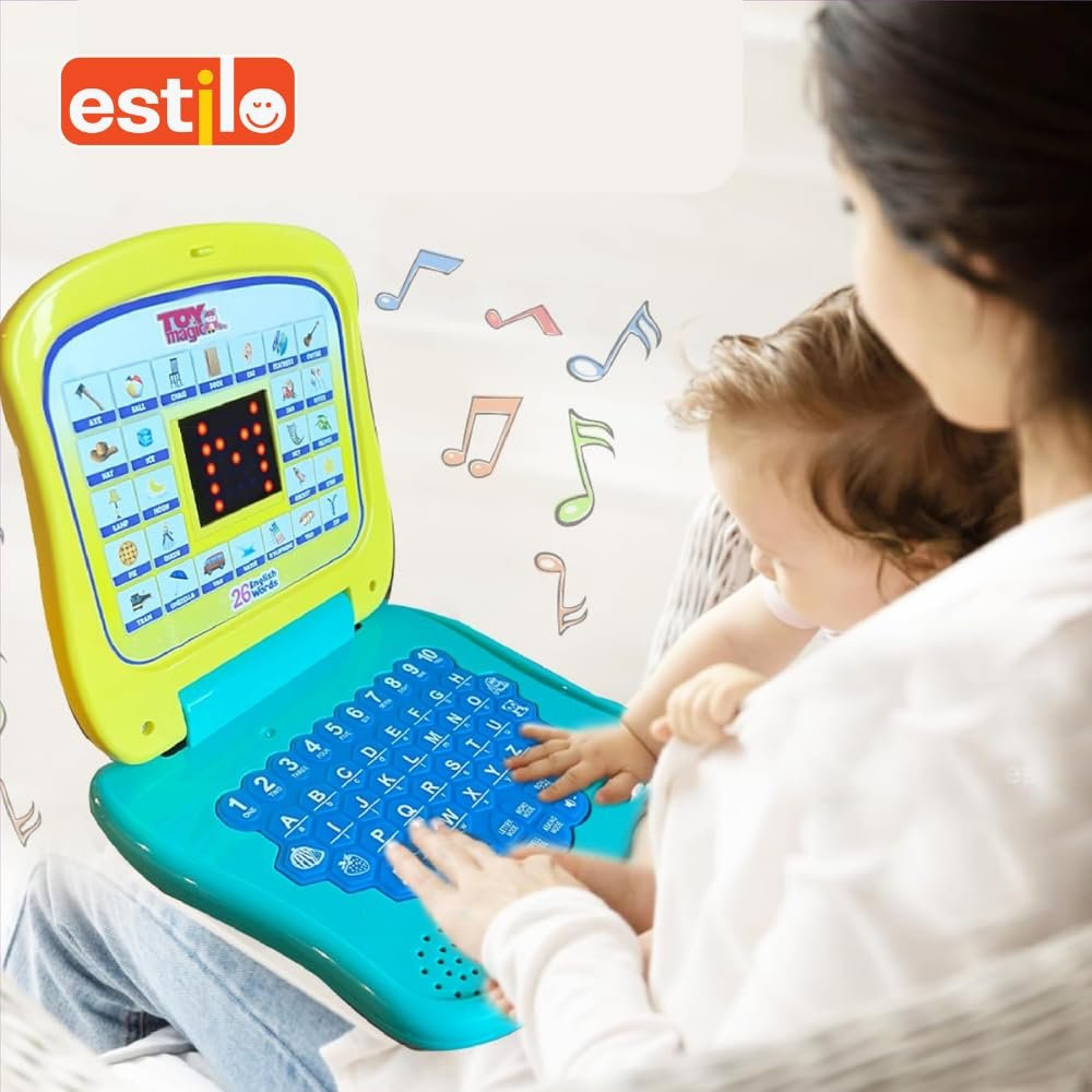 Estilo Kids Laptop Toy for Learning Numbers & Alphabets | Educational Computer Activity Toy for Kids Age 2-6 Years | Baby Laptop Toy with Fun Activities, Sound, and Music -Blue - Image 3
