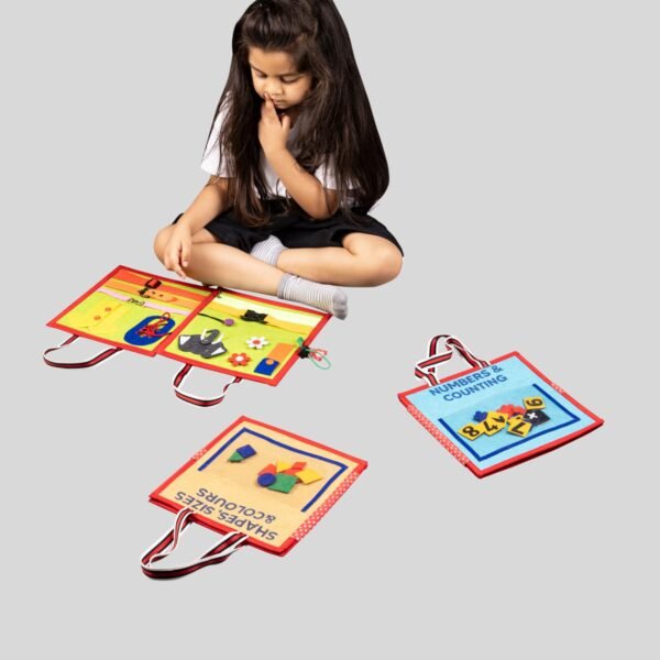 Seraphina My First Montessori Preschool Busy Book for 2-5 Year Old Boys and Girls | Counting, Numbers, Maths, Shapes, Colors, Sizes, Life Skills for Kids to Develop Learning Skills - Set of 3 - Image 3