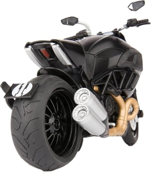 Police Motorcycle Toy - Pull Back Motorcycle Toys, Tiny Gift with Music Lighting, Latte Motorcycles Toy for Kids Boys Age 3-8 Year Old [New] (1.12 Ducati Diavel Carbon-Black)