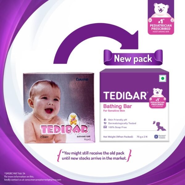 CURATIO Tedibar Bathing Bar for Babies’ Sensitive Skin Pack of 2 - 75gms | Skin-Friendly pH 5.5| Gentle Soap-Free Formula| Prevents Dryness & Rashes| Keeps Baby’s skin Soft, Supple & Healthy - Image 4