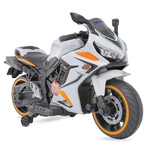 Kids Hyper-X Toy Bike with Rechargeable 12v Battery Operated Electric Ride-on Bike for Kids | BIS/ISI aproved Safe | 6 Months All Electric Warranty | 5 to 12 Years | Large | Ornage+White