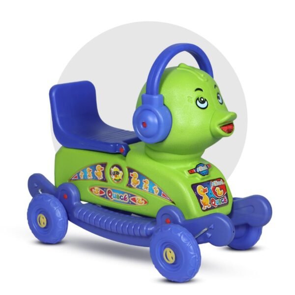 Quack Duck Rider for Kids 1-3 Years Old 2-in-1 Rocker/Ride-Ons & Wagons Non Battery Operated Rideon (Blue & Green)
