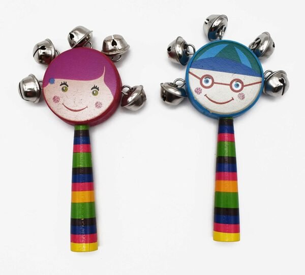 Wooden Baby Rattle Toys for Infants/New Born Babies (0+ Years) - Face Rattle Set of 2 pcs - Discover Sounds, Develops Sensory Skills - Image 2