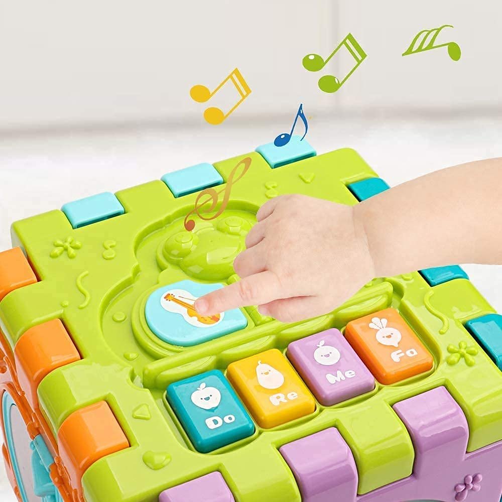 Roscoe Activity Cube Baby Toys 6 in 1 Multi-Purpose Educational Learning Cube with Music Activity Center Play Square with Musical Toys Shape Sorter Toy Gift for 18M+ Year Old Boy Girl Toddlers Kids - Image 2