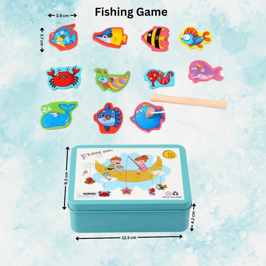 Fishing Toy for Kids 3-5 Years Fishing Game for Kids 3-5 Years Fish catching Game for Kids Fish Games for Kids 3 - 5 Fish Catching Toy Fishes Hunting Activity Rod 15 Wooden Magnetic Kids 2+ - Image 3
