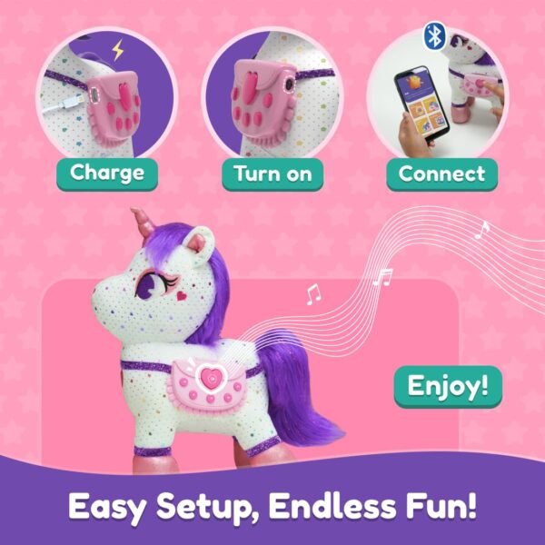 Shifu ZeeZee The Smart Storyteller - Singing & Talking Unicorn Friend Soft Toys for Kids Unlimited Content on The App Rhymes Stories Pretend Play Birthday Gifts for Boys and Girls Ages 3, 4, 5, 6 - Image 4