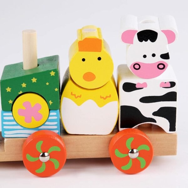 Toy Stacking Train Toy Fun Classic Wooden Toddler Toy for Boys and Girls Toddler Animal Trailers