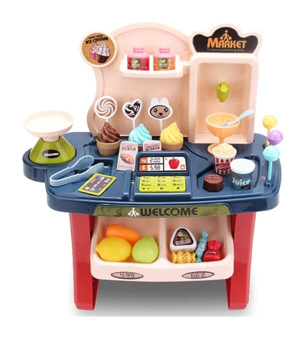 LONGMIRE Plastic 42 Pcs Big Size Kitchen Playset | Musical & Light Kitchen Set Toy for Kids with Sound and Accessories Set for 4 Year Old (Home Super Market) - Image 5
