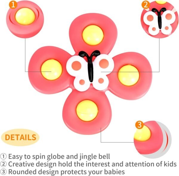 3PCS Suction Cup Spinner Fidget Toys for 1 Year Old Boy Girl Spinning Top Toddler Toys Age 1-2|1 2 Year Old Boy Birthday Gift| Baby Bath Toys for Kids Ages 1-3|Sensory Toys for Toddlers 1-3 - Image 6