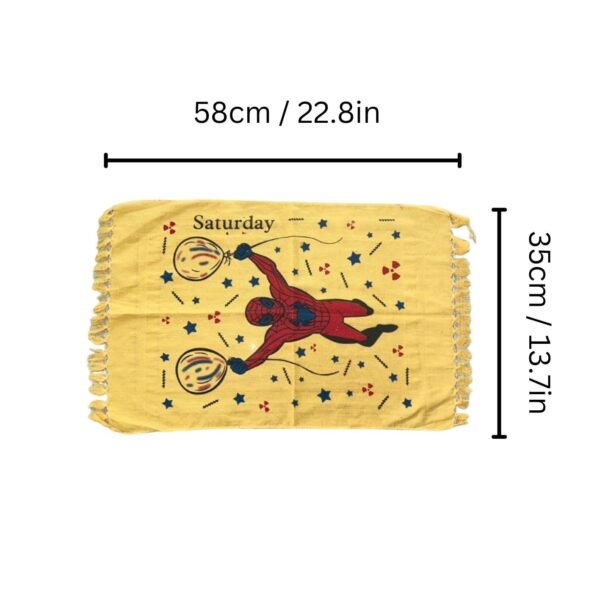 Weekday Name Kids Lunch Towels- Quick Dry|Lightweight|Ultra Soft Cotton| Fun Cartoon Images Printed|Multicolor|Napkins|Face Reusable|for School Children|Picnic|Non- Slip (Pack of 12) - Image 2