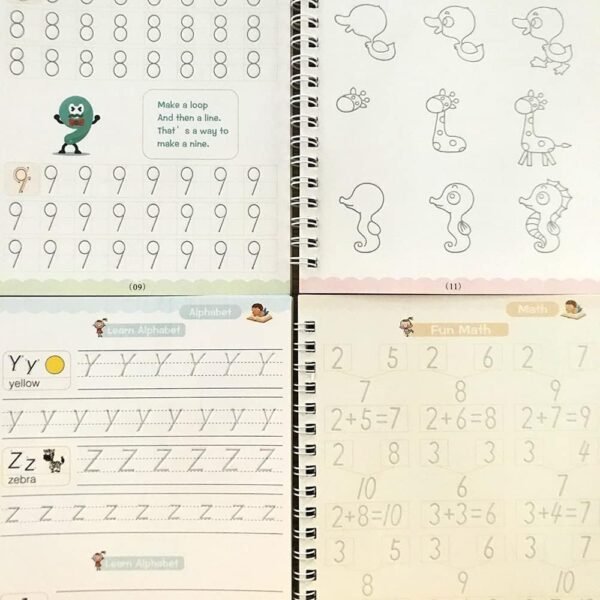 Besite Toys Magic Book for Kids, Age 2-6 Year Old Girls Boys Sank Magic Practice Copybook, (4 Book+10 Refill+1 Pen+1 Grip) Magic Calligraphy Copybook Set Writing Tool for Kids - Image 2