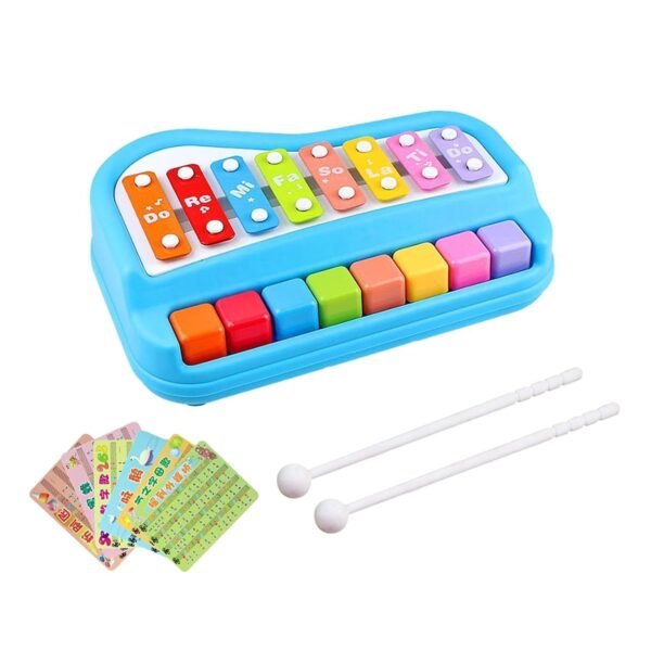 Toy 2 in 1 Baby Piano Xylophone Toy Instruments Toy for 0-3 Years Old Girls Boys Blue - Image 6